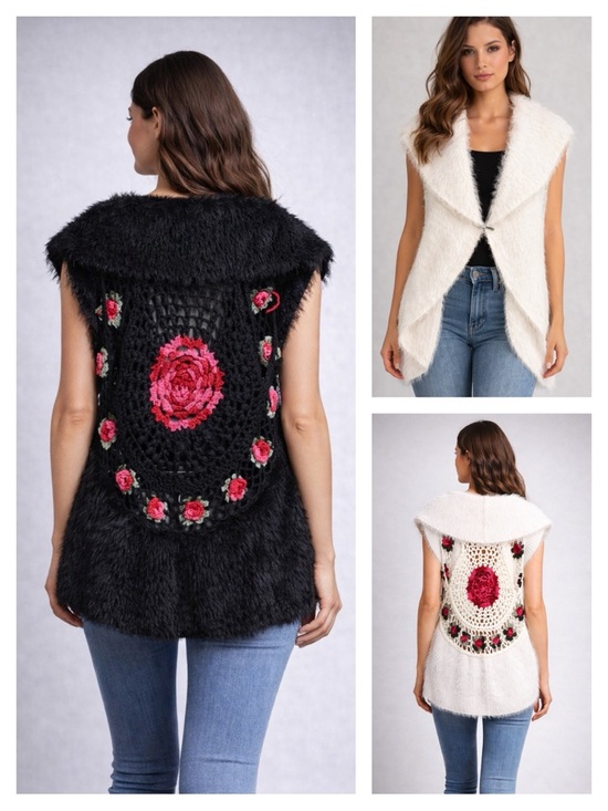 M Signature Label Collection Sweaters - Crochet Soft Sweater Vest The Eugeeni